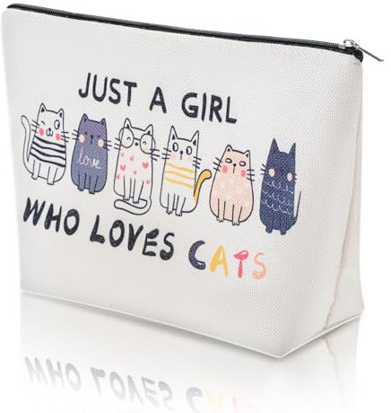 Gjinxi Katzen Make up Tasche für Frauen, Katzenmama Geschenke für Katzenliebhaber wasserdichte Kosmetiktasche Personalisierte Tasche Tragbare Reisegeldbörse für Damen und Mädchen