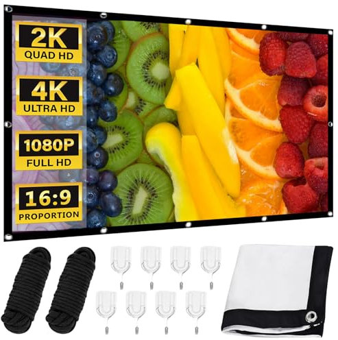 WANDGU 100 Zoll 16:9 HD 4K Projektionsleinwand: Beamer Leinwand, HD Faltbarer Projektor Leinwand, Projektionsleinwand Outdoor, Tragbare Faltbar, Projektorleinwand für Wandmontage für Zuhause, Büro
