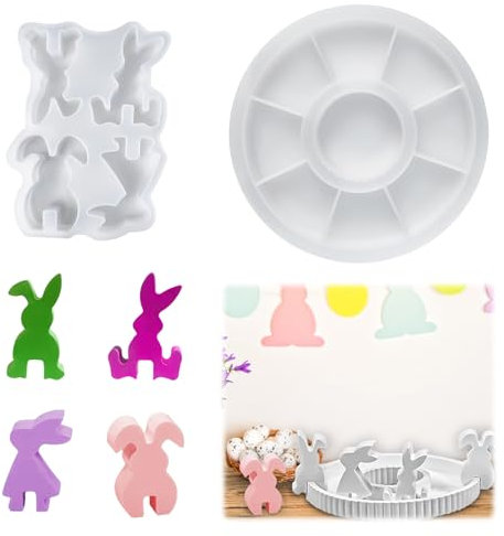 Silikonformen Gießformen Ostern, Gießformen Silikon, Silikon Gießform Kerzenhalter, Gipsformen zum Gießen, Osterhase Silikonform, für DIY Kerzen Osterdeko