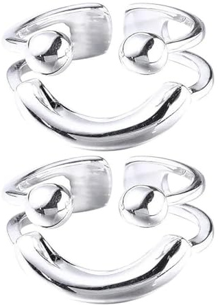 AILYFIRMO Kreativer Smiley-Ring, Statement-Ring mit Smiley-Gesicht, offener Smiley-Ring für Frauen, süßer Smiley-Ring,Lustiger Unterhaltungs-Smiley-Gesichtsring (2pcs,one size)