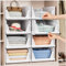 caktraie Foldable Closet Organizer - 8 Pack Stackable Storage Boxes, Plastic Storage Basket, Foldable Closet Storage for Wardrobe Cupboard Kitchen Bathroom, White