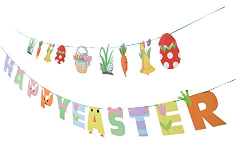 OUNONA 1 Satz -Latte-Art Party Ammer Ostern Osterfahne Bannerdekor Ostern Zubehör für Partydekoration wandverkleidung wand polsterung ostern hängendes banner Osterflagge Papier