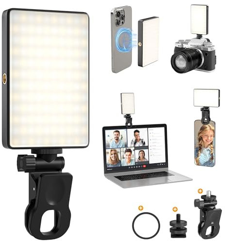 SOAIY 120 LEDs Magnetic Lamp with Clip for Phone, Type-C 3000mAh 2500-7000K CRI95+, Compatible with Tablets, TikTok/Youtube Selfie & Streaming
