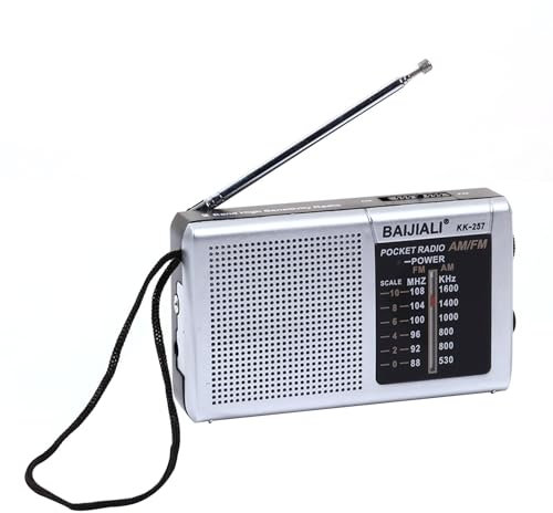 Fiorky Mini Outdoor Emergency Radio Rechargeable Full-Wave Band FM Radio Receiver AA Battery Powered for Indoor Outdoor