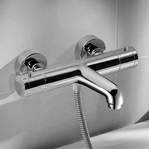 NES Home Thermostatic Wall Mounted Chrome Bath Shower Mixer Tap