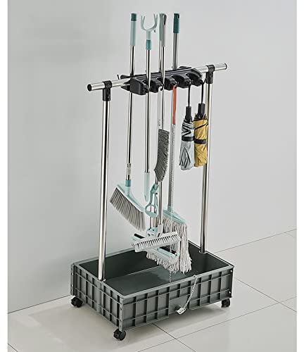 Soporte móvil para fregona y Escoba, Armario de Almacenamiento, Estante para fregona, Carrito para Herramientas de limpi