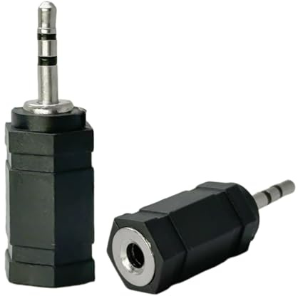 SPTSSWET Audio Adapter, 2.5mm Jack to 3.5mm Plug for Microphone, Black, 2-Pack (3.5mm Female to 2.5mm Male)