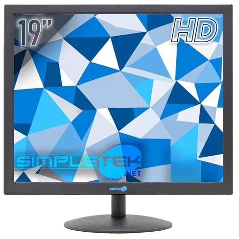 SIMPLETEK - 19″ 4:3-5:4 LCD POS Monitor 1280 x 1024 mit HDMI und VGA Ports, VESA 75 Anschluss, integrierte Lautsprecher (Generalüberholt)