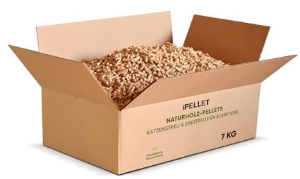 iPELLET Naturholz-Pellets – Katzenstreu & Einstreu für Kleintiere | 100% naturbelassen, hochsaugfähig & geruchsbindend | 7 kg oder 15 kg Box (7 kg Box)