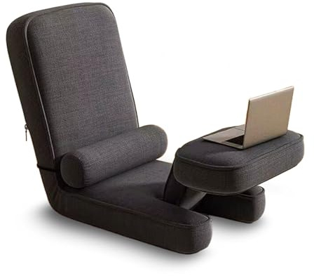 CADEHUB Indoor-Bodensessel mit Rückenlehne, 15-Fach verstellbare Rückenlehne, tragbarer Relaxsessel, gepolsterter, klappbarer Gaming-Stuhl für Wohnzimmer/kleine Wohnung Black