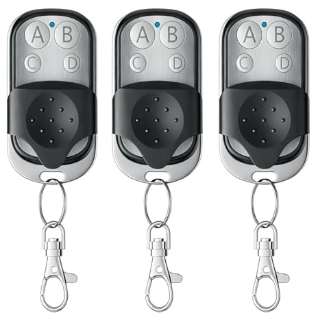 3 Stück Universal Garagentor Fernbedienung, 433 MHz Klonen Fernbedienung, Garagentoröffner Fernbedienung mit 4 Taste für Garagentoröffner, Rolltore, Türen, Schalter Licht