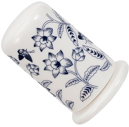 Keramik Zahnstocherhalter mit Deckel Blau, Dekorativ mit Blumenmuster | Aufbewahrungsbehälter für Zahnstocher, Leicht zu Reinigen und Einfach zu Nutzen, für Tisch und Küche