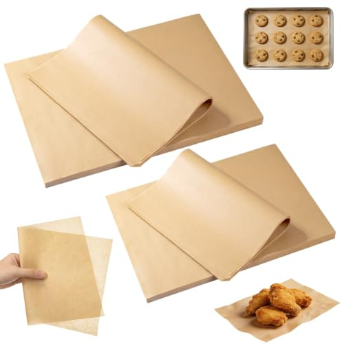 200 Blätt Backpapier Zuschnitte 25 * 35cm/ 20 * 30cm, Bio Backpapier ohne PFAS, Pergamentpapier zum Backen, Kochen, Grillen, Frittieren und Dämpfen, für Ofen, Airfryer & Lebensmittelverpackung