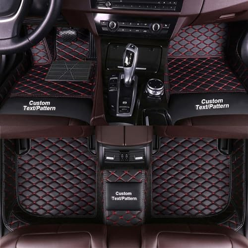 Maolek Anpassen Fußmatten 3D, Nach Maß Fußmatten Kompatibel mit 99% AutoMarke Modell, Auto Fussmatten Set wasserdichte rutschfeste PU Leder Voller bedeckter Schutz Advanced Liners (Schwarz Rot A)