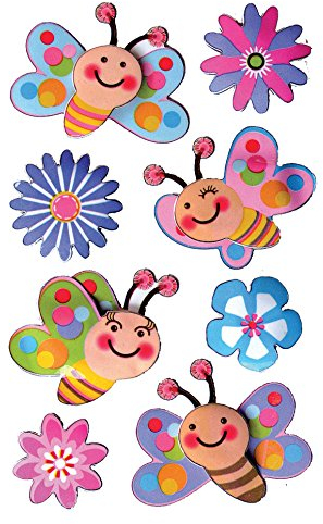 AVERY Zweckform 54053 Kinder Sticker Blumen (3D Effekt) 8 Aufkleber