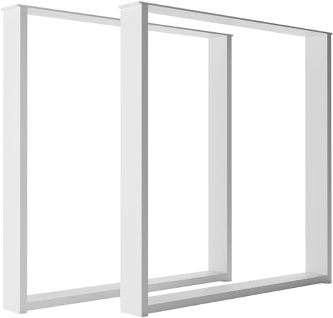 CM Furniture Tischbeine Metall für Schreibtisch Esstisch Möbelfüße Weiß - 2X Tisch-KUFEN Tisch-Beine in Pulverbeschichtung Weiß Vierkantprofil Tischgestell Tischplatte | 2 Stück 72x72 cm