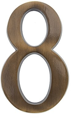 HUBER Hausnummer 8 aus Messing 20 cm I Hausnummern für Haus & Tür I Hausnummer XL I Hausnummernschilder in edlem Messing 3D Design, house number