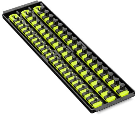 Ernst Manufacturing 8460HV Socket Boss 3-Rail Multi-Drive Socket Organizer, 18-Inch, High-Visibility