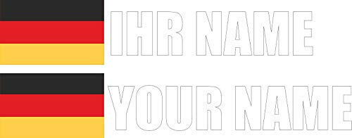 INDIGOS UG - Auto Aufkleber Deutschland - weiß - Aufkleber selbst gestalten - Ordner, Motorrad, Fahrrad, Wand, Tür, Kühlschrank - 360x72 mm - Flagge Name personalisierte Geschenke