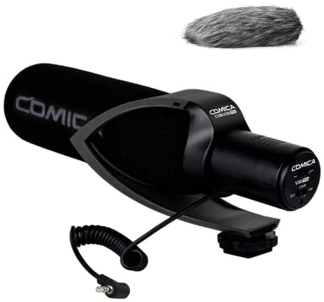 comica CVM-V30 Pro Kamera Richtmikrofon Shotgun Video Supernierenmikrofon für Canon Nikon Sony Panasonic DSLR Kamera mit 3,5 mm Klinke (schwarz)