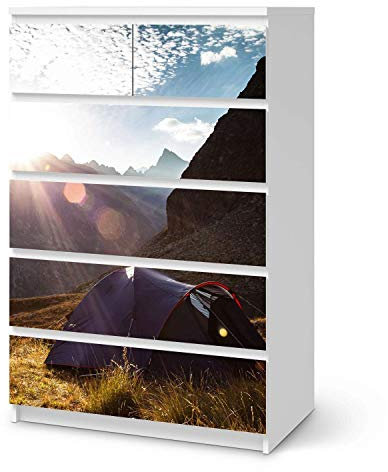 Möbel-Folie passend für IKEA Malm Kommode 6 Schubladen (hoch) I Möbelfolie - Möbel-Tattoo Sticker Aufkleber I Deko Ideen Wohnung für Esszimmer und Wohnzimmer - Design: Into the Wild