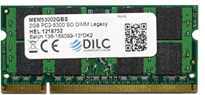 DILC, RAM DDR2 SODIMM 2GB, Memoria RAM per Pc Portatile, 667Mhz PC2-5300 (200 Pin), Compatibile con Computer Portatili/Notebook o Mini Pc con Slot SODIMM, Perfomance Elevate, Garantita a Vita