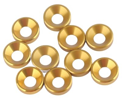 10 Stück M4 Auto Stoßstange Unterlegscheibe Eloxierte Senkkopfscheibe Dichtung Aluminiumlegierung Senkkopf-Unterlegscheibe Gold