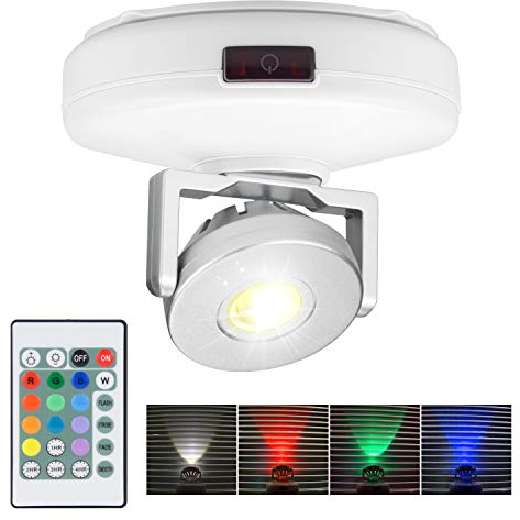 HONWELL LED Spot mit Batterie Wireless Deckenstrahler mit Fernbedienung 12 Farben Wechseln dartscheibe beleuchtung Dimmbares wandleuchte mit Drehbar Licht Kopf für Spiegelanstrich Dartscheibe,Weiß