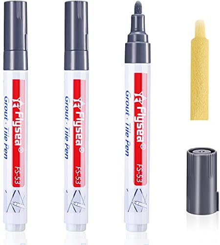 Zonon 3 Piezas Plumas para Baldosas de Lechada Bolígrafo Restaurador de Pared Diseñado para Restaurar Lechada de Azulejo en Baños, Cocina, Porche, Patio (Gris Oscuro)