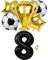 Jxuzh Fussball Geburtstag Fußball Party Deko Zubehör Fußball Geburtstagsdeko Jungen Luftballon 8. Geburtstag junge Soccer Party Fußball Ballons Deko Stern Ballon Golden Fußballfan Kindergeburtstag