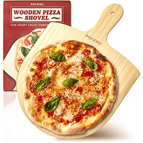 Pelle à Pizza en Bois - Finition Naturelle - Bois de Pin - Bords Biseautés - Pour Pizzas Ø 28-30 cm