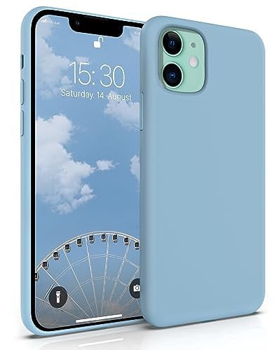 MyGadget Custodia per iPhone 11 - Hardcase con Strato Microfibra & Cover Silicone Resistente - Protezione Antigraffio & Antiurto - Celeste
