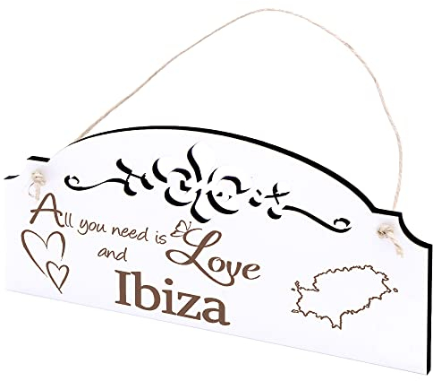 Schild Insel Ibiza Deko 20x10cm - All you need is Love and Ibiza - Holz Wanddeko Dekoration Wand