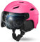Odoland Casco da Sci Integrale con Visiera, Casco Sportivo per Uomo e Donne, Casco da Snowboard con Maschera UV 400 Proteczione e Antivento, Casco per Sport Invernali, Rosa, S