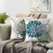Sofakissen Bezug Blau Grün Deko Kissenbezug 45x45 Sofakissen Set Grau Couchkissen Bezüge Sommer Herbst Beidseitig Drucken Blumen-dekorativ Kissenbezug Für Draussen Drinnen Möbel Dekor, 2er Pack