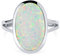 Bling Jewelry Boho Edelstein Irisierender Weißer Künstlicher Opal Großer Ovaler Gespaltener Schaft Statement-Ring Frauen Teen .925 Sterlingsilber Rhodium-Beschichtung Oktober-Geburtsstein