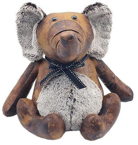 lesser and pavey LP48880 Faux Leather Elephant Design Doorstop | Brown Accessory, Multicolour