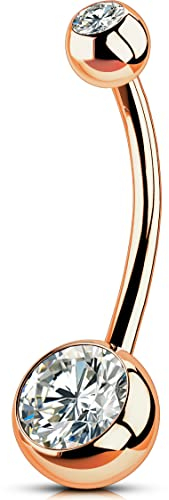 OUFER Body Piercing 14mm Innengewinde G23 Titan 14g Extra Lang Bauchnabelpiercing Barbell-Ring 1,6mm Schmuck