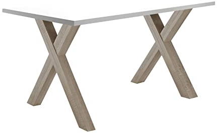 58 aufm Kessel Schreibtisch Edie 1 120 x 70 x 75 Computertisch Eiche sägerau/weiß matt Lack 13654