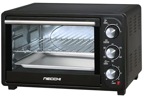 Necchi - NKS22 Forno elettrico ventilato da 22 litri con doppie porte in vetro e selettore a 6 stadi, temperature regolabile fino a 230°