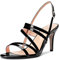 Castamere Donna Medio Tacco Heel Aperte sulla Punta Slingback Sandali Cinturino alla Caviglia Sexy da Matrimonio Feste 8.5 CM Heels Nero Verniciata 38 EU