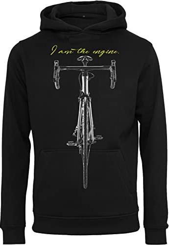 Baddery Fahrrad Pullover Herren - I am The Engine - Rennrad Zubehör Hoodie Kapuzenpullover (XL)
