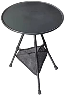 Daweglop Klappbarer Runder Tisch für Den AußEnbereich, Dreibeiniger Esstisch, Tragbarer Legierungs-Couchtisch, Wanderung, Picknick, Anhebbarer Tisch, Schwarz
