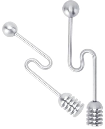 2 pezzi Cucchiaio per miele, Mestoli per miele e sciroppo Cucchiaio curvo per miele Agitatore per la casa Acciaio inossidabile Dessert Cucchiaio per miele Agitatore Bastone per mescolare Utensili da c
