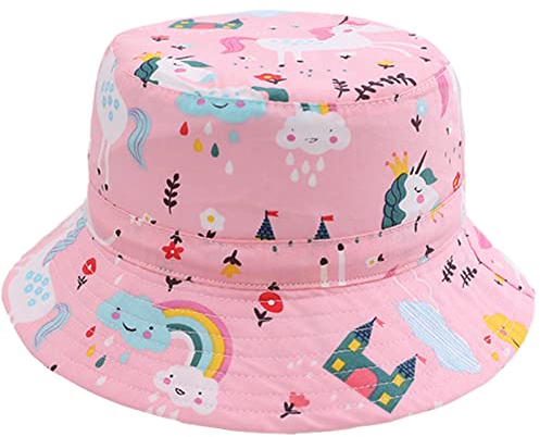 Malaxlx Unisex Kleinkind Sonnenhut Einhorn Rosa Fischerhut Kinder Sommerhut für 2-4 Jahre Mädchen Jungen