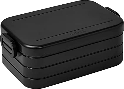 Mepal Brotdose Midi – Brotdose To Go - Lunchbox für 2 Sandwiches oder 4 Brotscheiben - Meal Prep Box - Essenbox mit Unterteilung - Old Nordic black