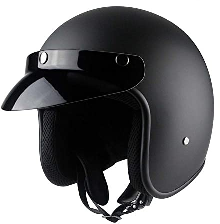Ruiqieor Halbhelme Jethelme Halbschalen-Helm Vintage Motorrad Neutraler 3/4 Cruiser Chopper Jet Helm Motorrad-Helm Biker Jethelm (Matte Black,XL)