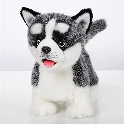 Elektronisches Hundespielzeug mit sibirischem Husky, realistisch, interaktiv, für Spaziergänge, Bellen, Schwanzwackeln und Sprechen, Geschenk für Jungen und Mädchen
