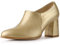 Allegra K Stivaletti Oxford da donna con tacco grosso patchwork a punta, Oro, 37.5 EU