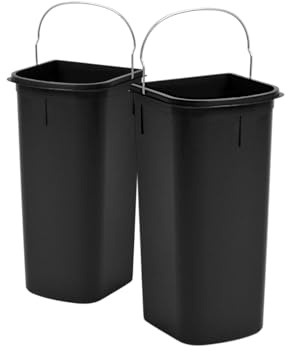Hailo Inneneimer 2x 8 Liter schwarz | 2 Eimereinsätze 1224269 | Ersatz-Abfalleimer für DUO Abfallsysteme | Kunststoff Mülleimer mit Henkel | Passend für Abfallsammler Einbauküchen